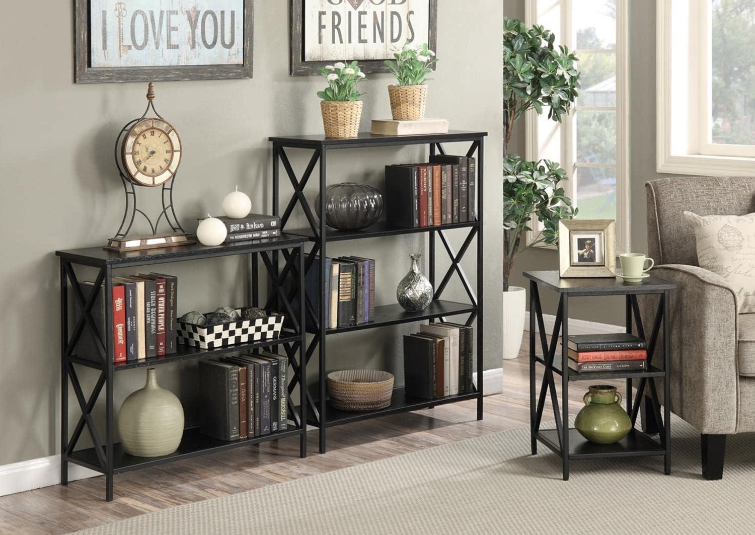 Tucson Modern Black 4-Tier Particleboard Bookcase