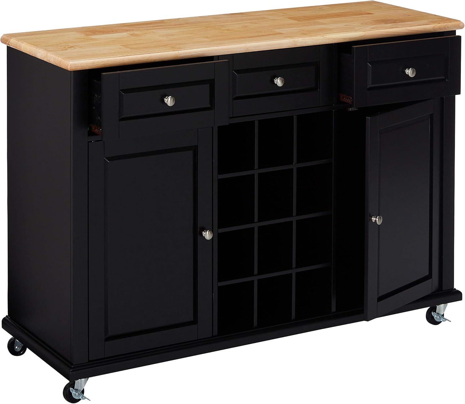 Kings Brand Furniture Wine Rack Sideboard Buffet Server Console Table With Storage, Black