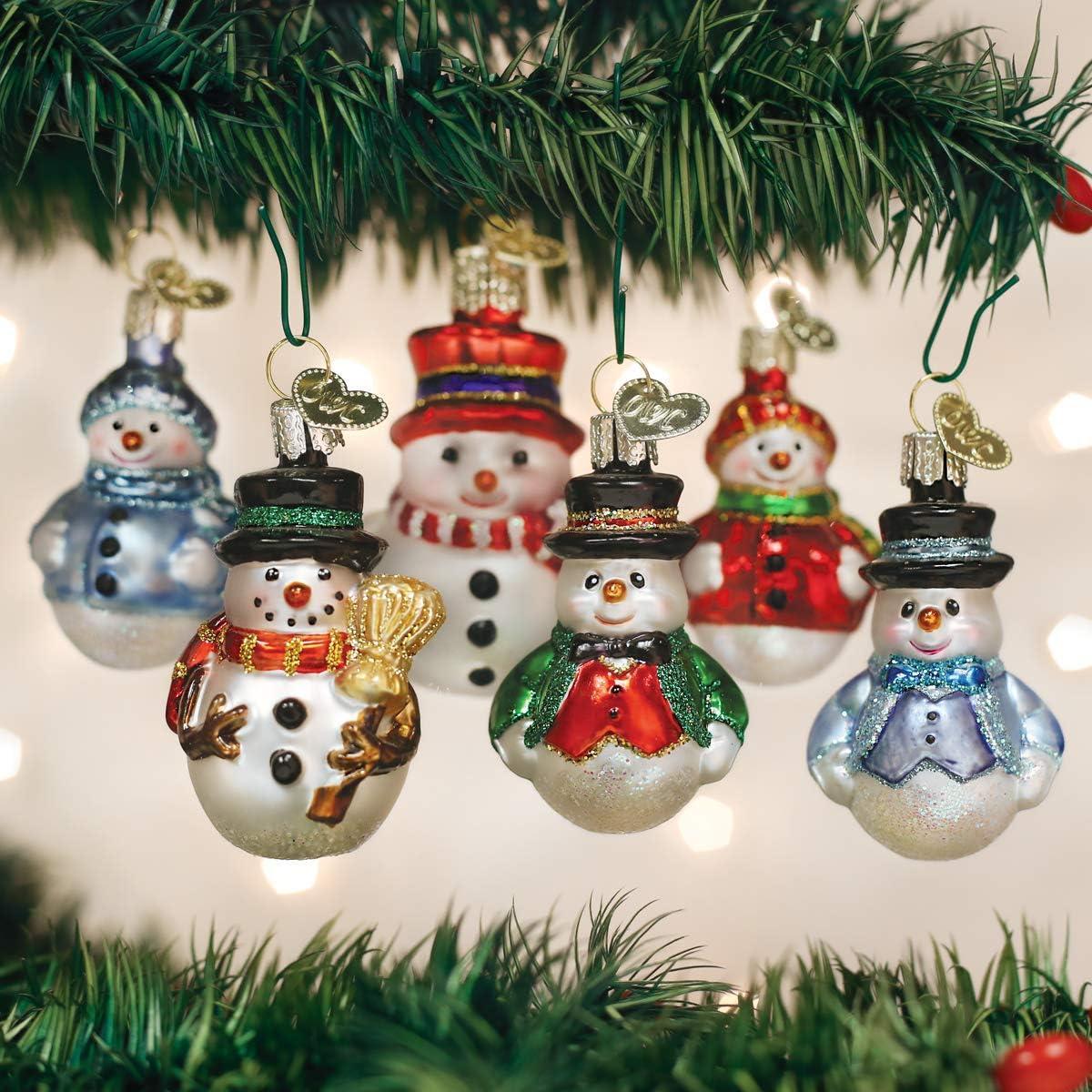 Old World Christmas 2.5 Inch Mini Snowman Set Ornaments Frosty  St/6 Tree Ornament Sets