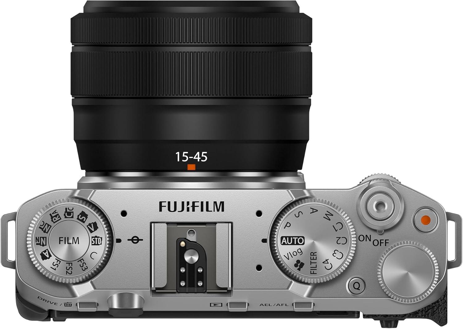 Fujifilm X-M5 Mirrorless Camera Body with XC 15-45mm F3.5-5.6 OIS PZ Lens (Silver)