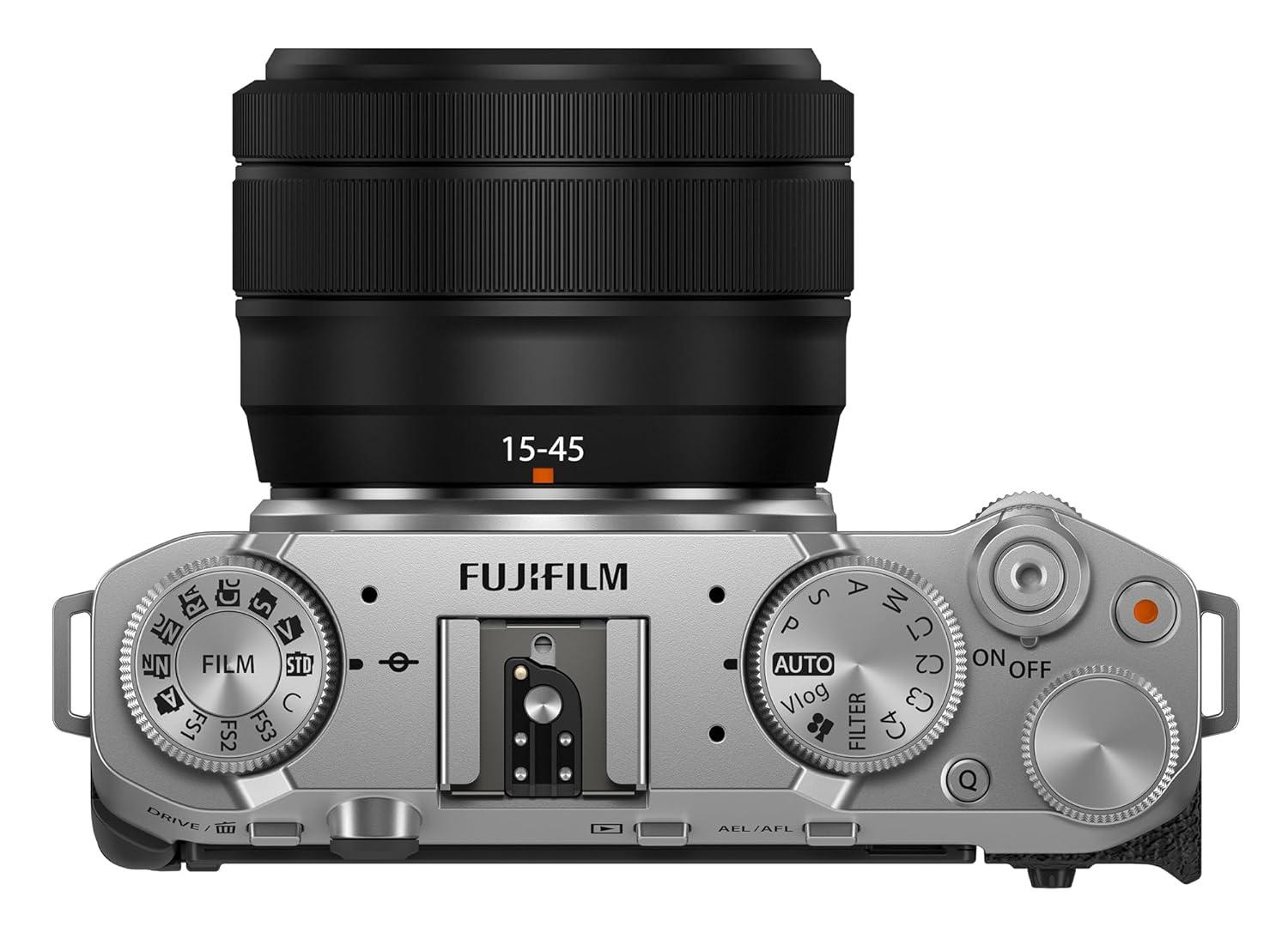 Fujifilm X-M5 Mirrorless Camera Body with XC 15-45mm F3.5-5.6 OIS PZ Lens (Silver)