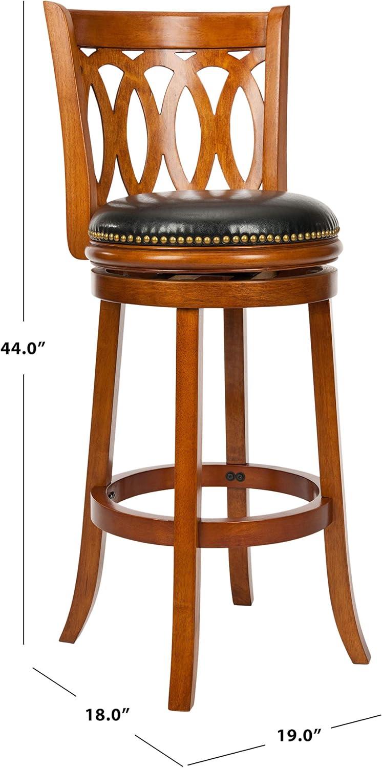 Baldwin Swivel Bar Stool - Dark Oak/Black - Safavieh