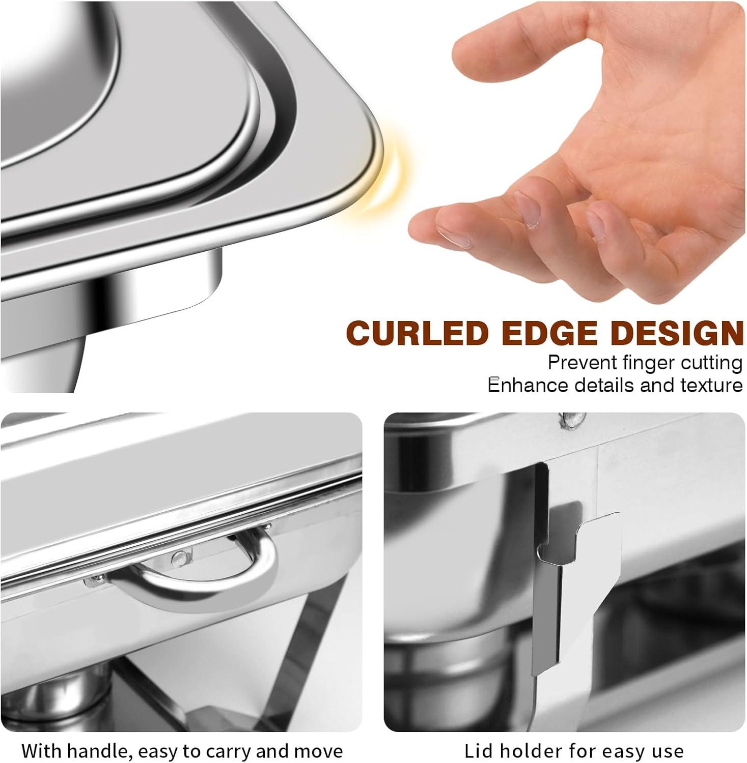 The Party Aisle™ Chafing Dishes For Buffet 4 Pack, 8 Qt Stainless Steel Chafers And Buffet Warmers Sets With Lid, Rectangle Serving Food Warmer Catering Supplies Buffet Display For Parties