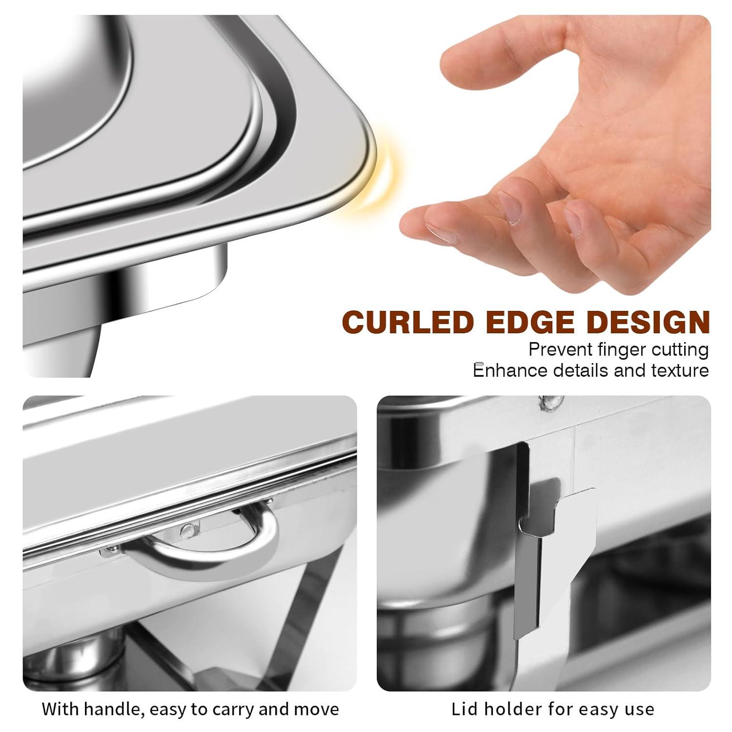 The Party Aisle™ Chafing Dishes For Buffet 4 Pack, 8 Qt Stainless Steel Chafers And Buffet Warmers Sets With Lid, Rectangle Serving Food Warmer Catering Supplies Buffet Display For Parties