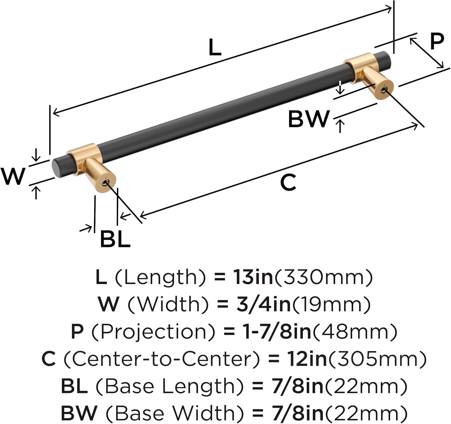 Matte Black and Champagne Bronze 12" Appliance Pull