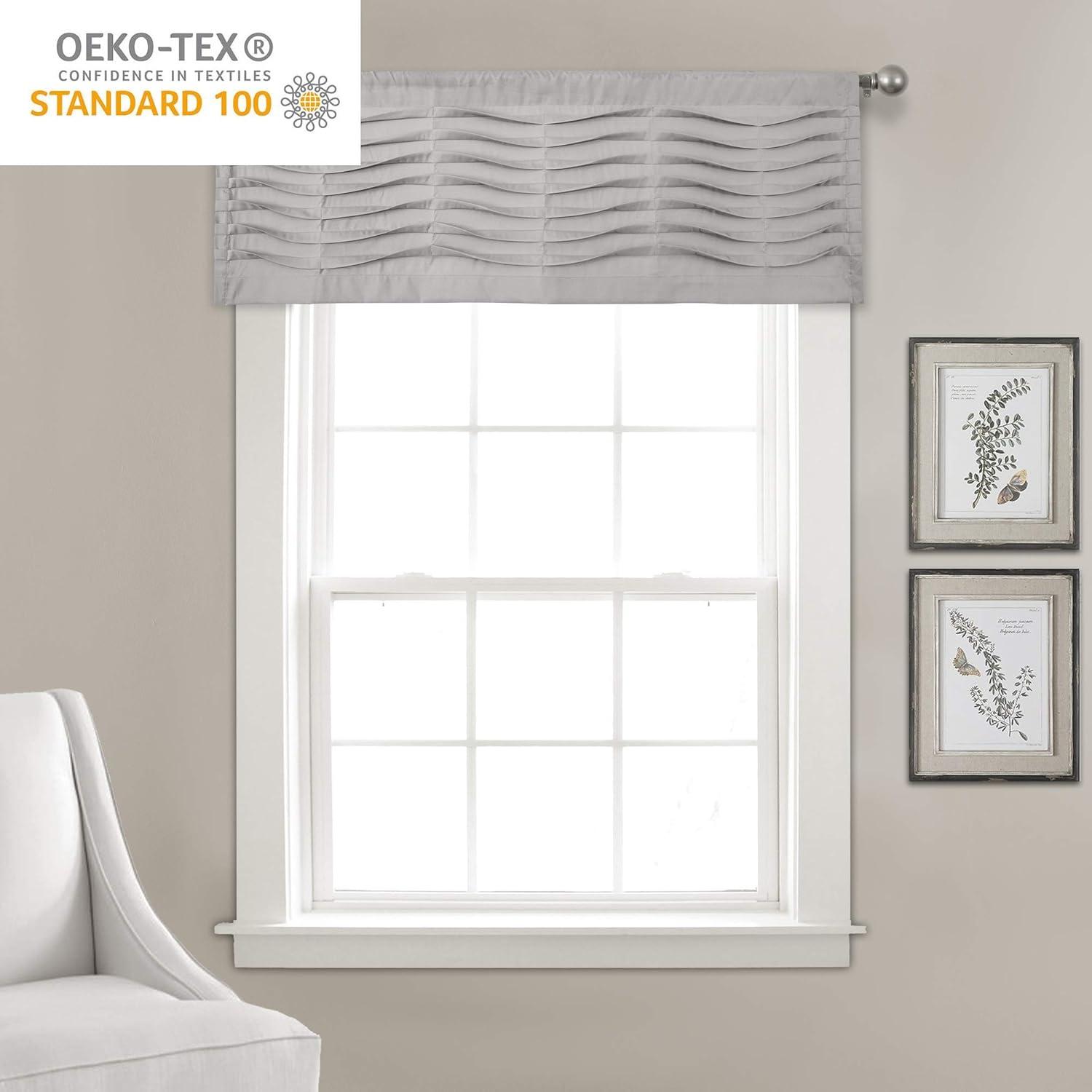 Lush Decor Tailored 52'' W Window Valance Blue,Cream,Dark Gray,Light Gray,White
