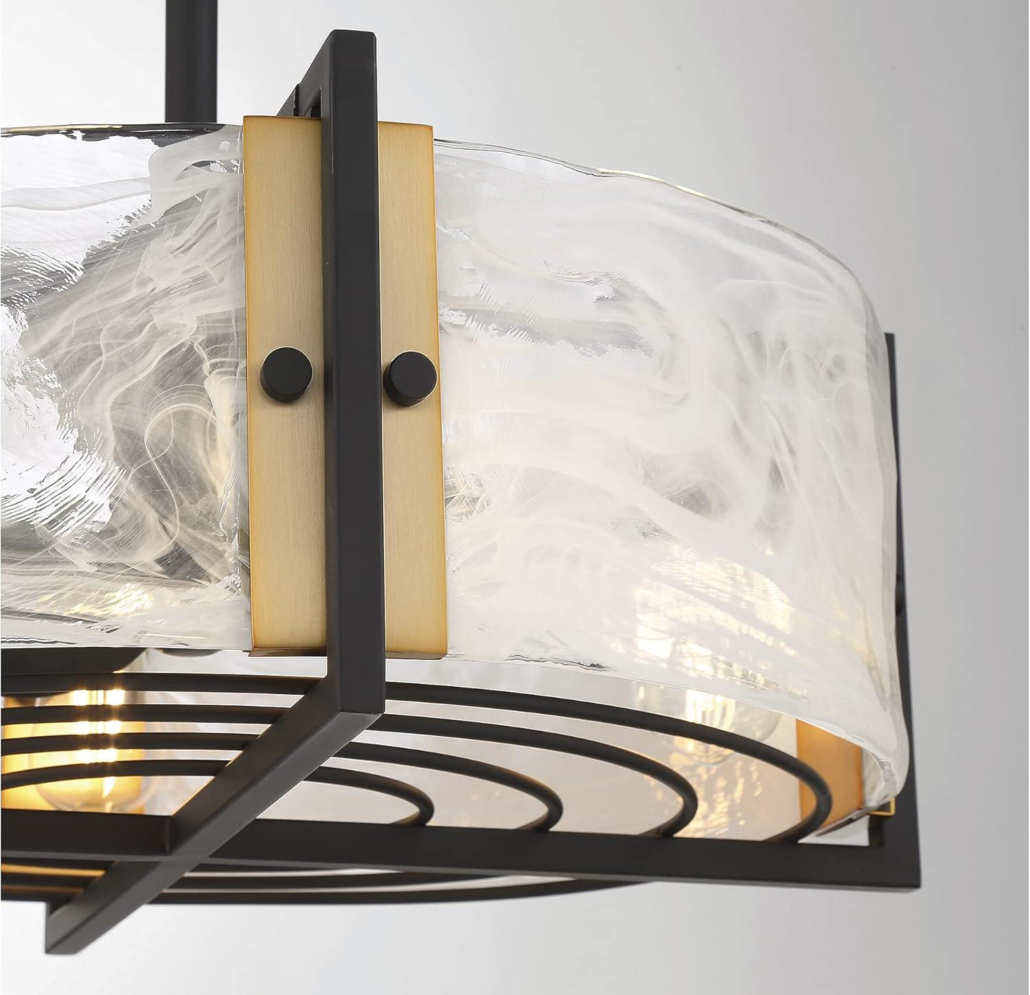 Hayward 4-Light Fan D'Lier in Matte Black with Warm Brass Accents