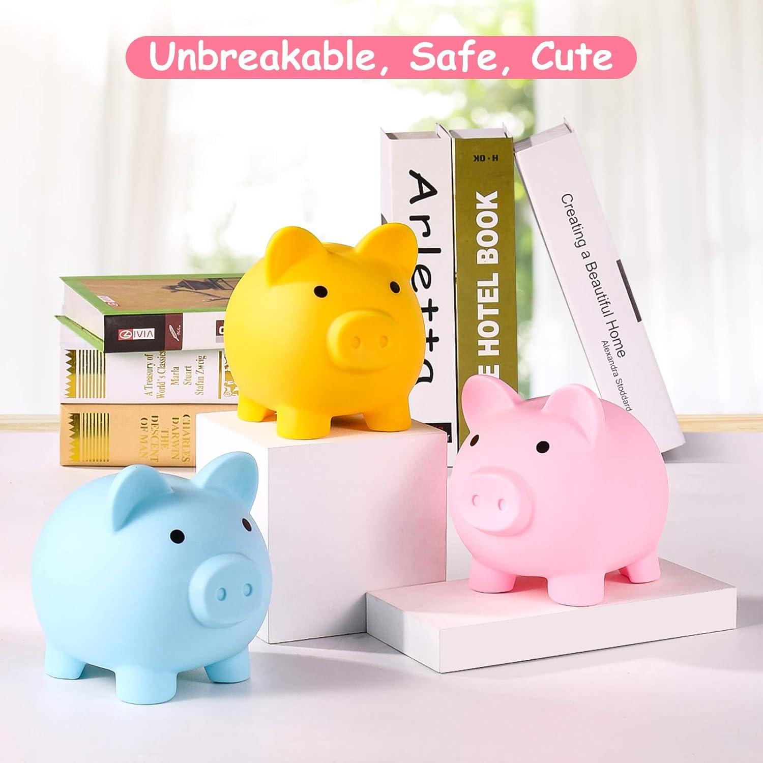 Pink Medium Unbreakable Plastic Piggy Bank for Kids