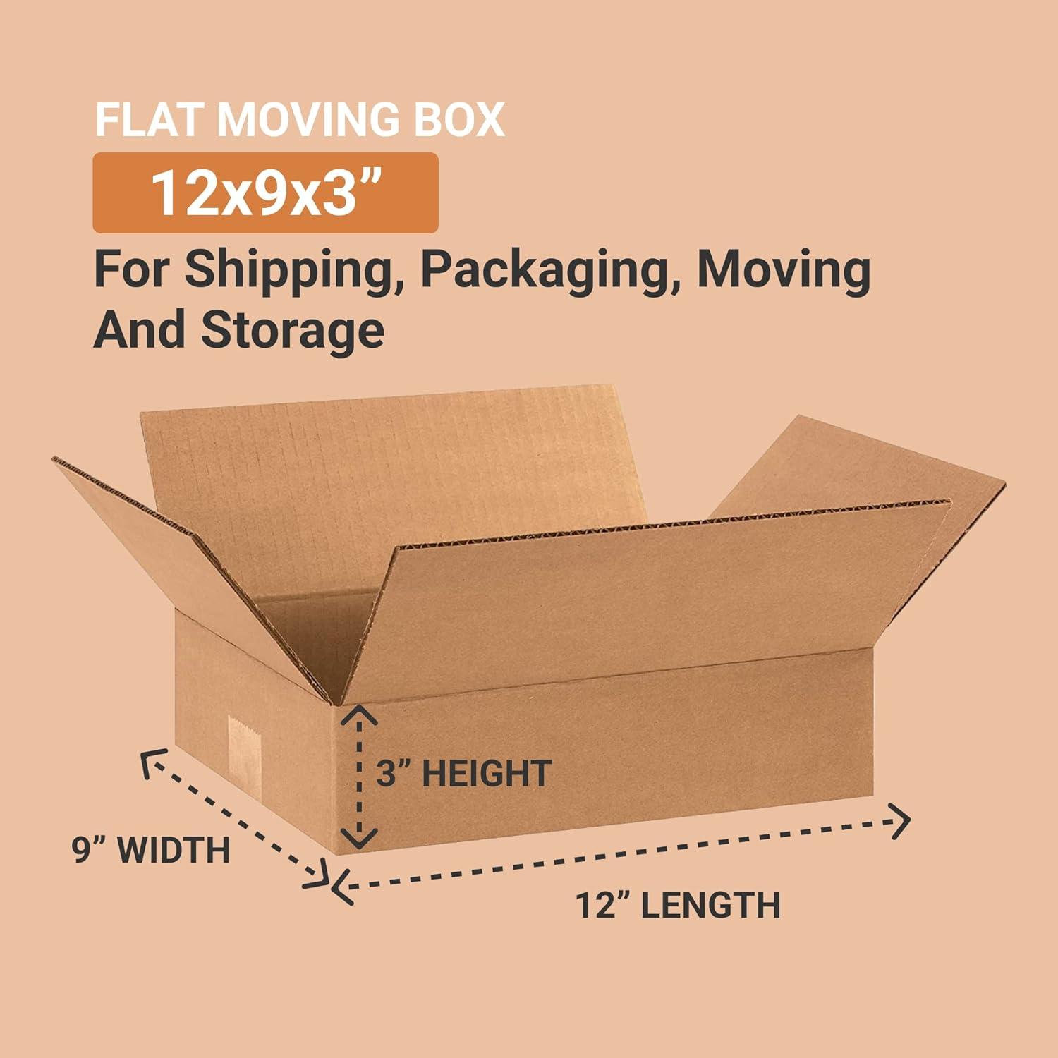 12 x 9 x 3" Flat Corrugated Boxes - 25 Per Bundle