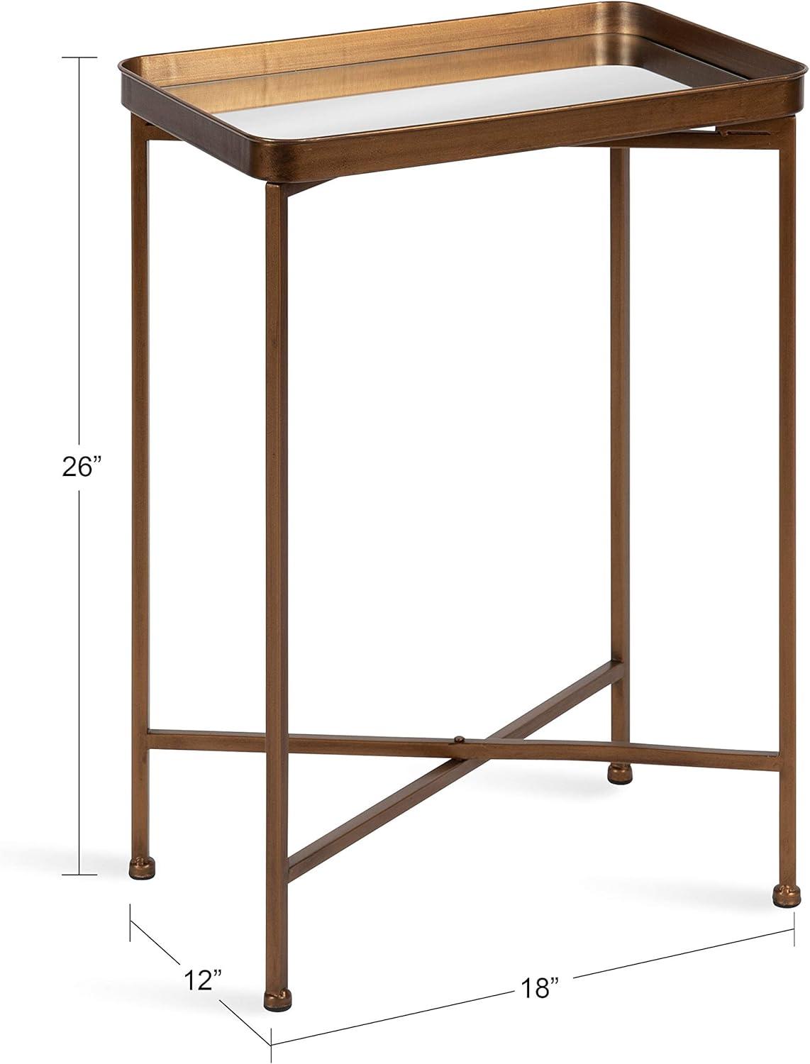 Celia Dark Bronze Mirrored Metal Foldable Side Table