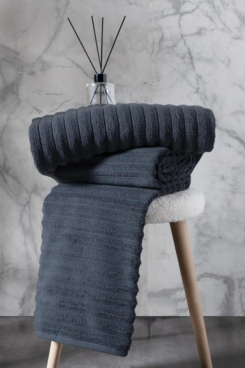 Classic Turkish Towel s Cotton Bath Sheets Set & Oversized Ribbed Towels, Ultra-Soft & Absorbent & Set of 3 - 40x65 Royal Blue