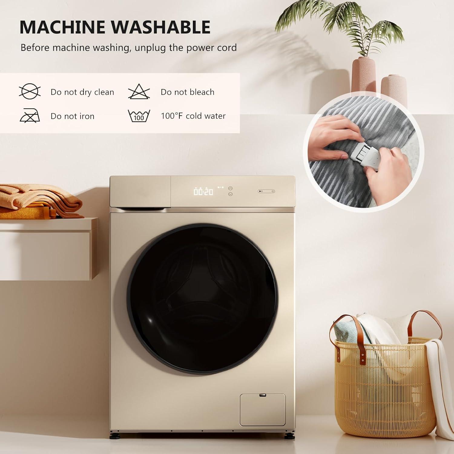 Homemate Heated Blanket Electric Throw - 50"x60" Heating Blanket Throw 1/2/4/6/8 Hours Auto-Off 10 Heat Levels Over-Heat Protection Soft Flannel Sherpa Heater ETL Certification