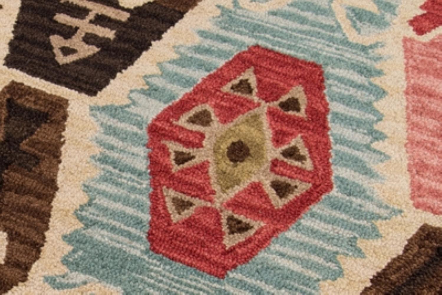 Momeni Tangier Uriel Multi 2' X 3' Accent Rug: Wool, Geometric, Handmade, Medium Pile, Bohemian Style, Indoor Use
