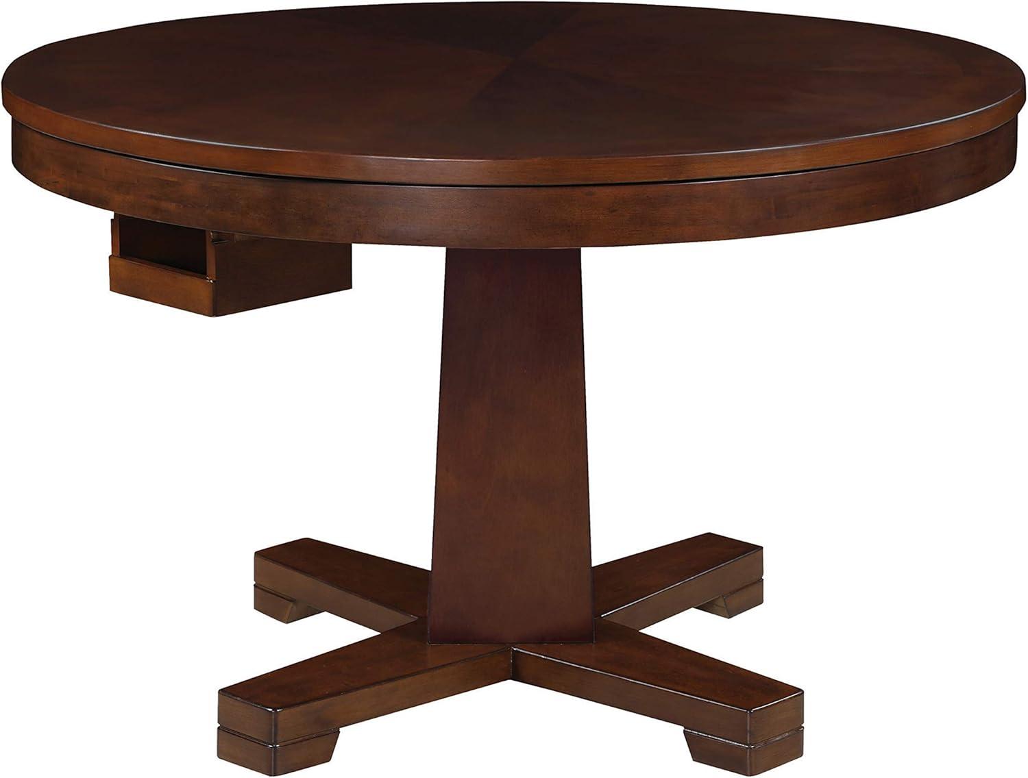 Marietta 48" Round Felt & Wood Multipurpose Game Table in Tobacco