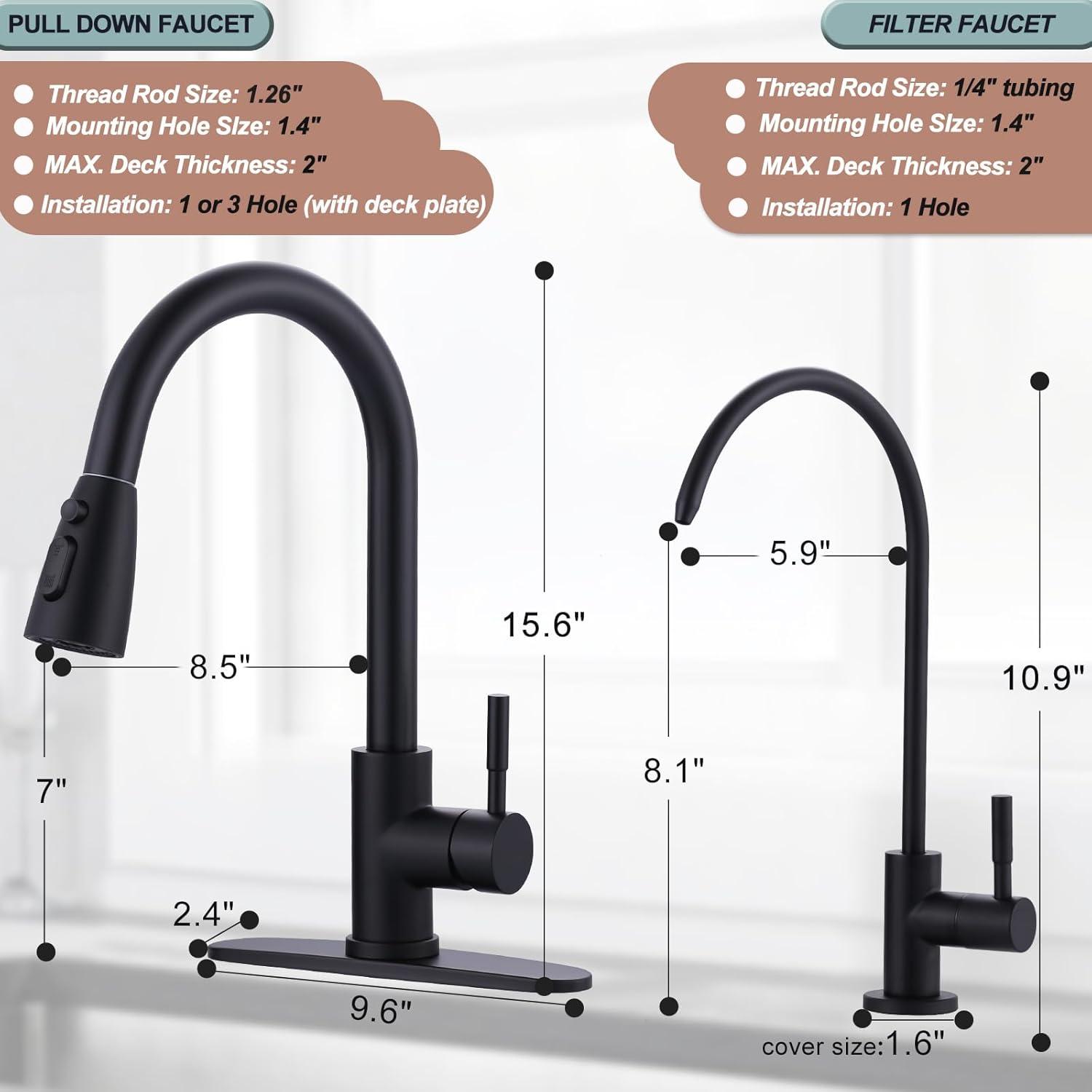 Matte Black Stainless Steel Kitchen Faucet with Pull-Out Spray