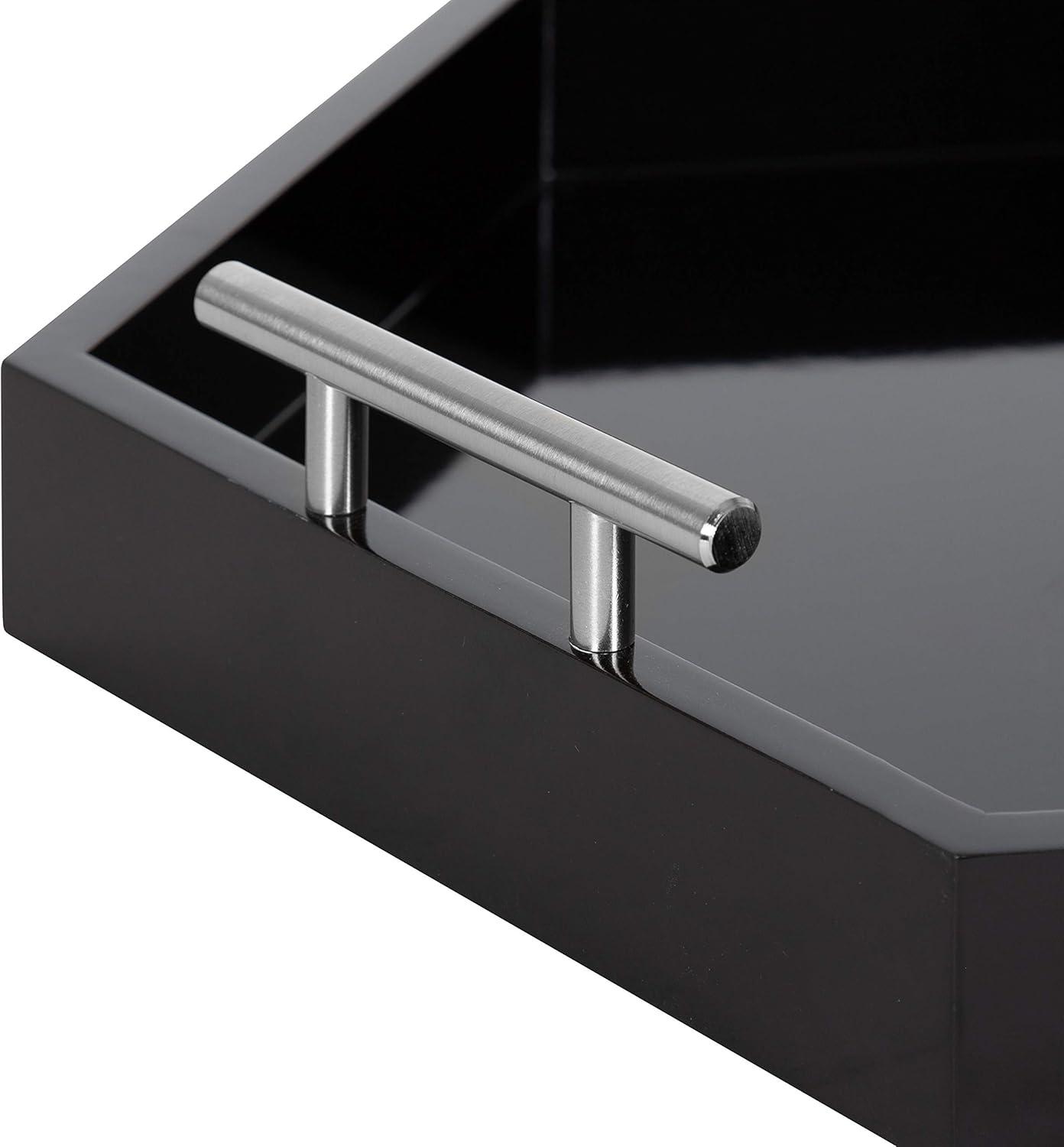 Kate and Laurel Lipton Tray, 18x18, Black and Silver