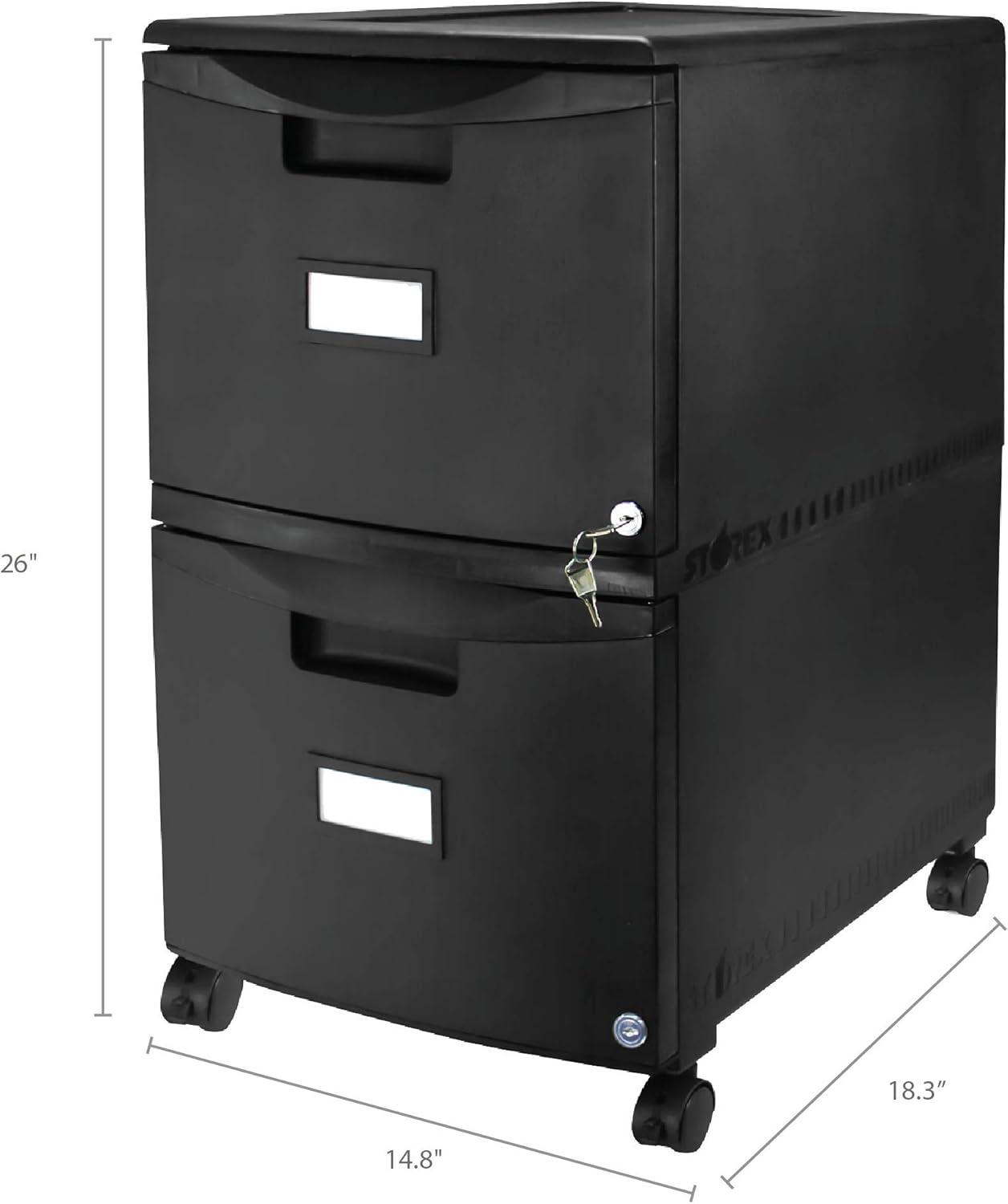 Black Mobile 2-Drawer Lockable Legal Size File Cabinet