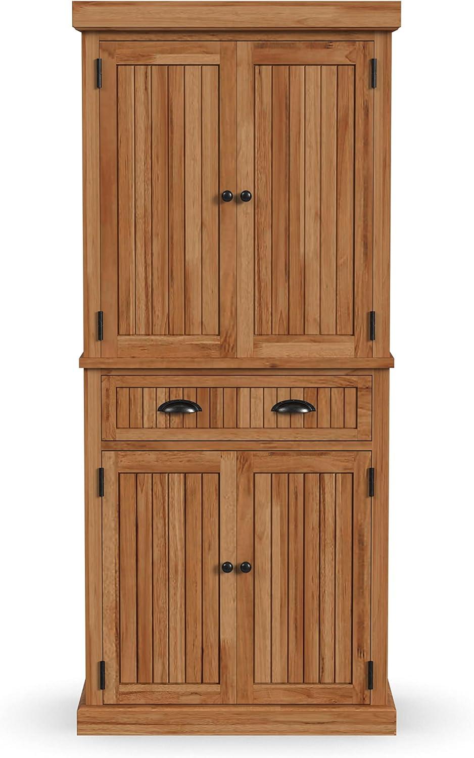 Nantucket Kitchen Storage Pantry - Natural: Home Styles, Hardwood Standing Cabinet with Drawer & Shelves