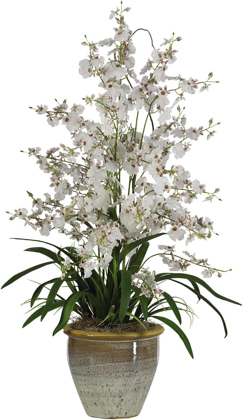 Elegant Orchid Charm 29" Outdoor Tabletop Silk Plant in Ceramic Planter