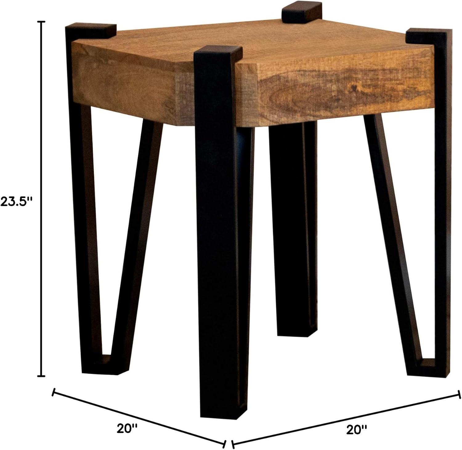 Wooden Square Top End Table Natural and Matte Black