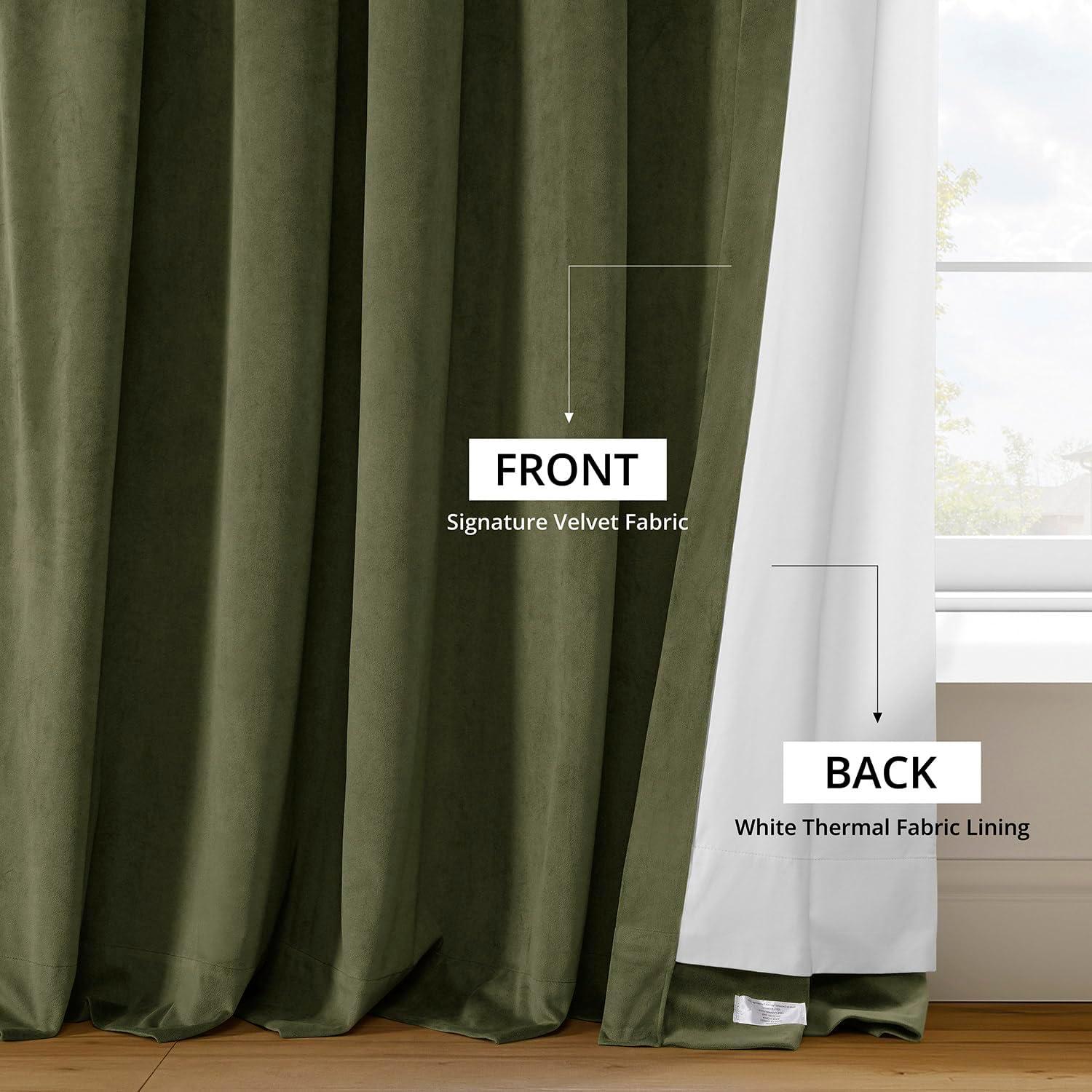 Half Price Drapes Signature Hunter Green Velvet Blackout Curtains For Bedrooms (1 Panel), 50WX 84L