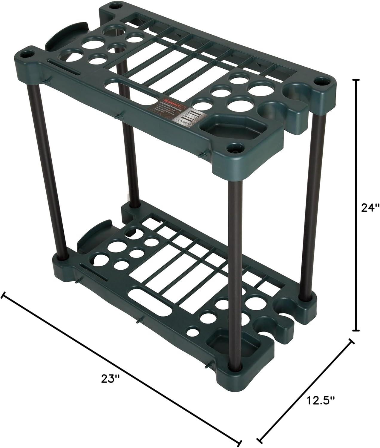 Green 23-Inch Plastic Garden Tool Organizer Rack