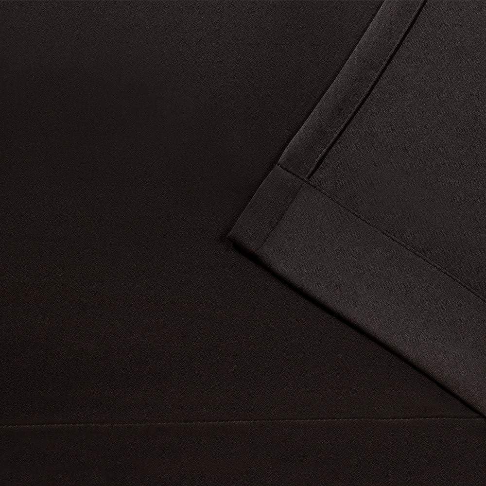 Set of 2 84"x52" Sateen Pinch Pleat Woven Blackout Back Tab Window Curtain Panel Brown: Thermal Insulated, Room Darkening