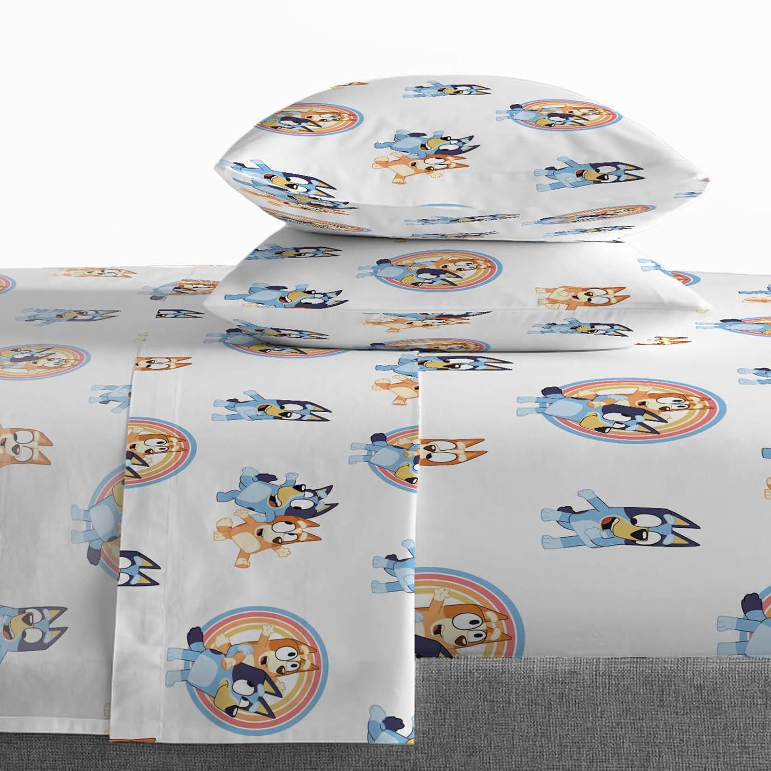 Saturday Park Saturday Park Bluey Rainbow 100% Organic Cotton Sheet Set