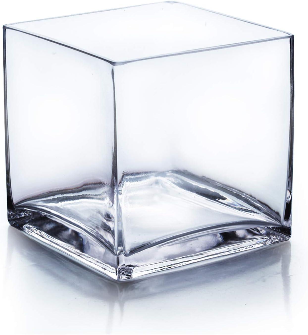 Elegant Clear Glass 6" Cube Vase for Sophisticated Decor