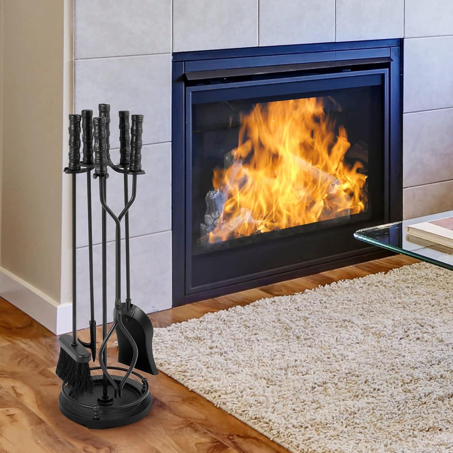 Red Barrel Studio® Rougui 5 Piece Iron Fireplace Tool Set