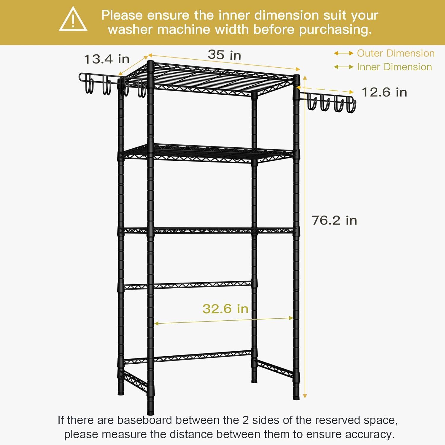 Adjustable Black Carbon Steel Laundry Storage Organizer