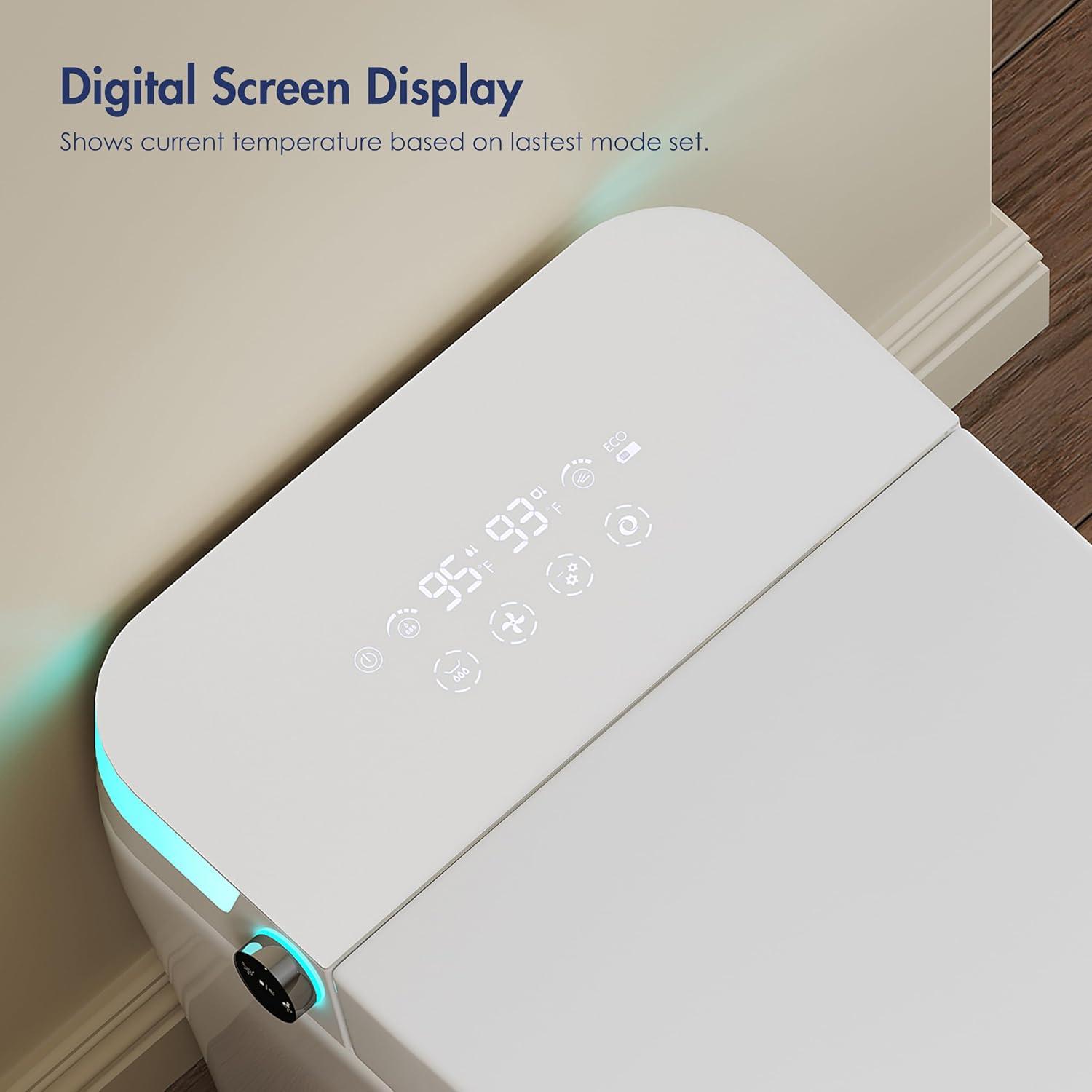 Eridanus White Vitreous China Smart Bidet Toilet with Heated Seat and Remote Control