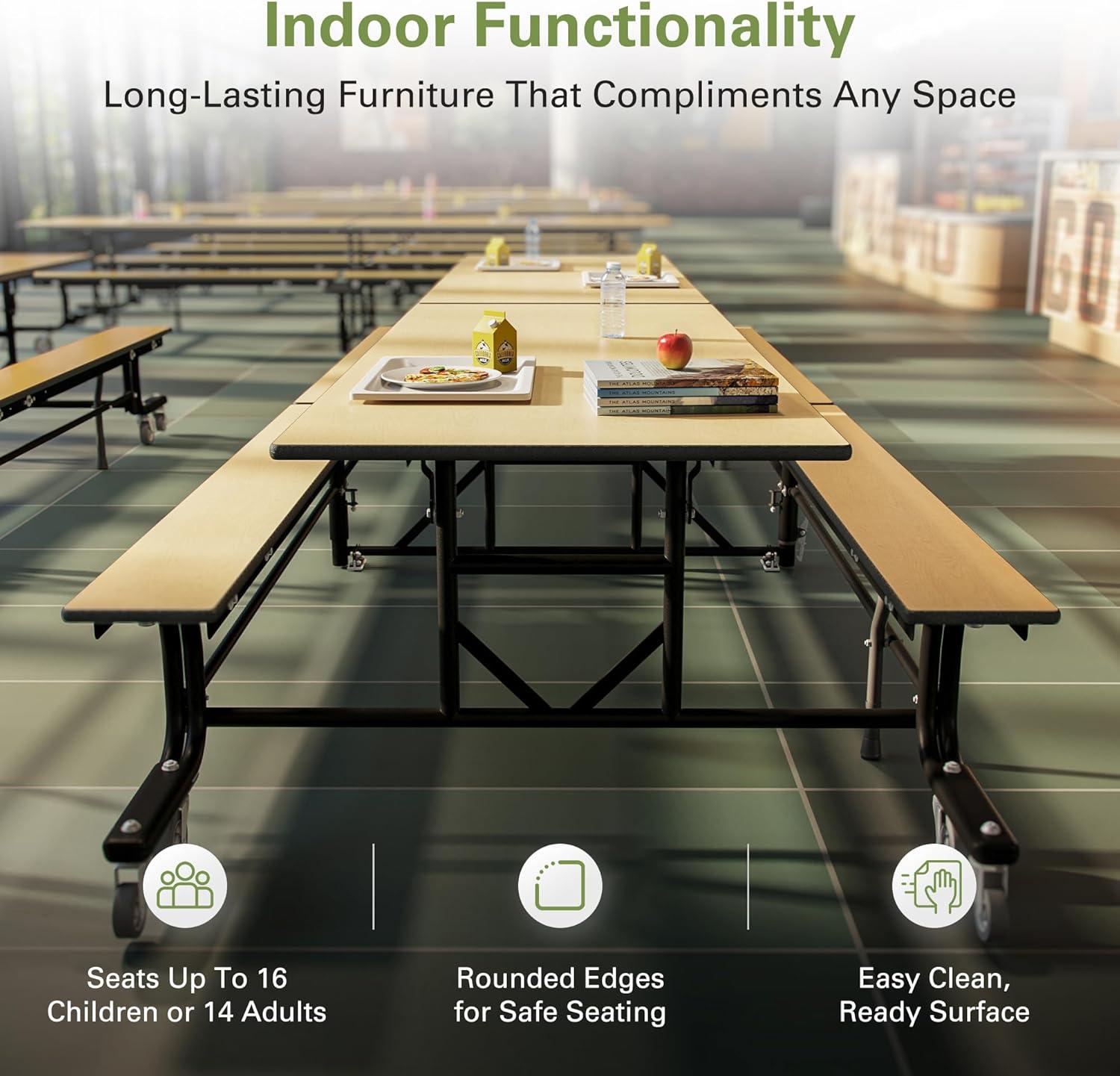 Palmer Hamilton Palmer Hamilton 145'' Rectangle Bench Cafeteria Table with Metal Frame