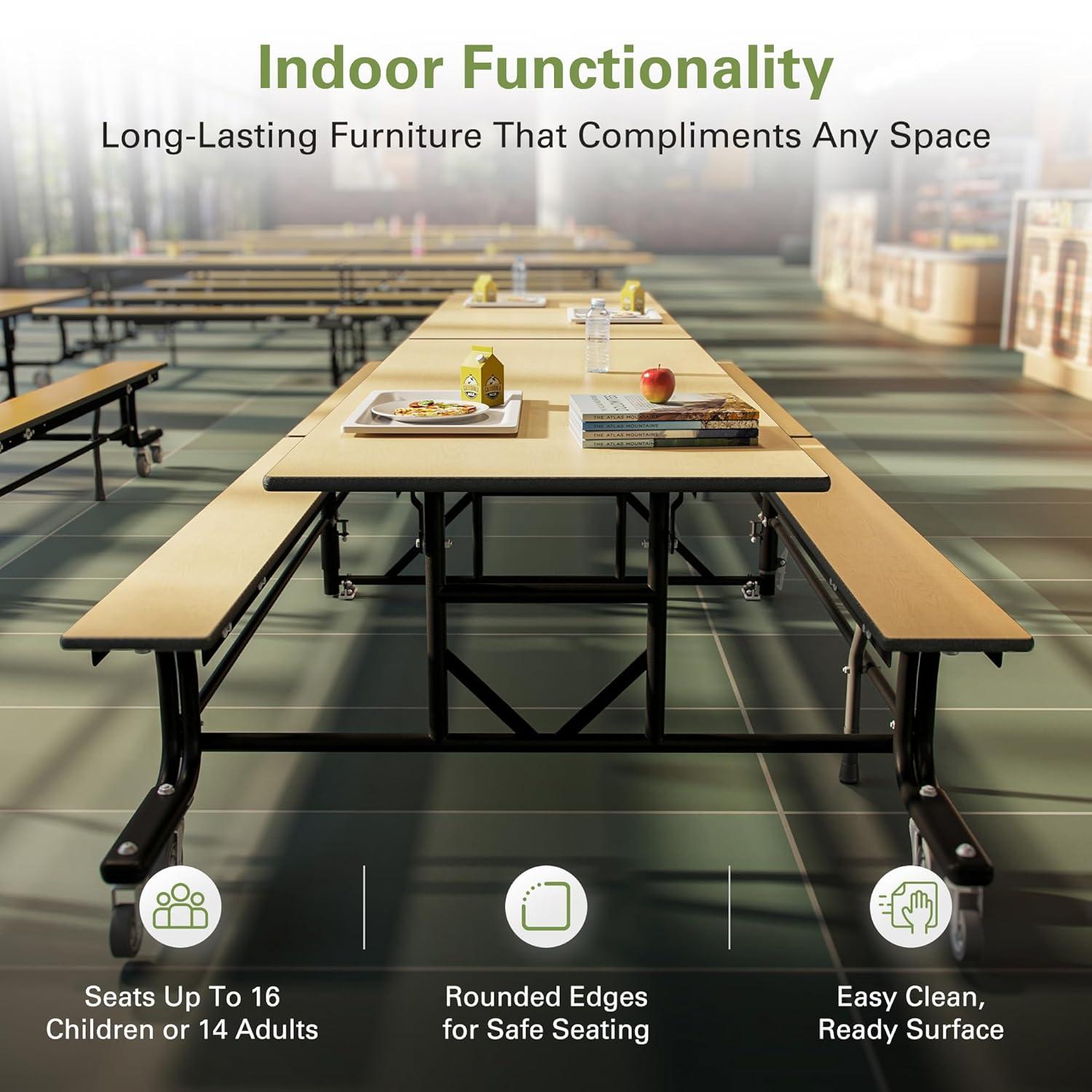 Palmer Hamilton Palmer Hamilton 145'' Rectangle Bench Cafeteria Table with Metal Frame