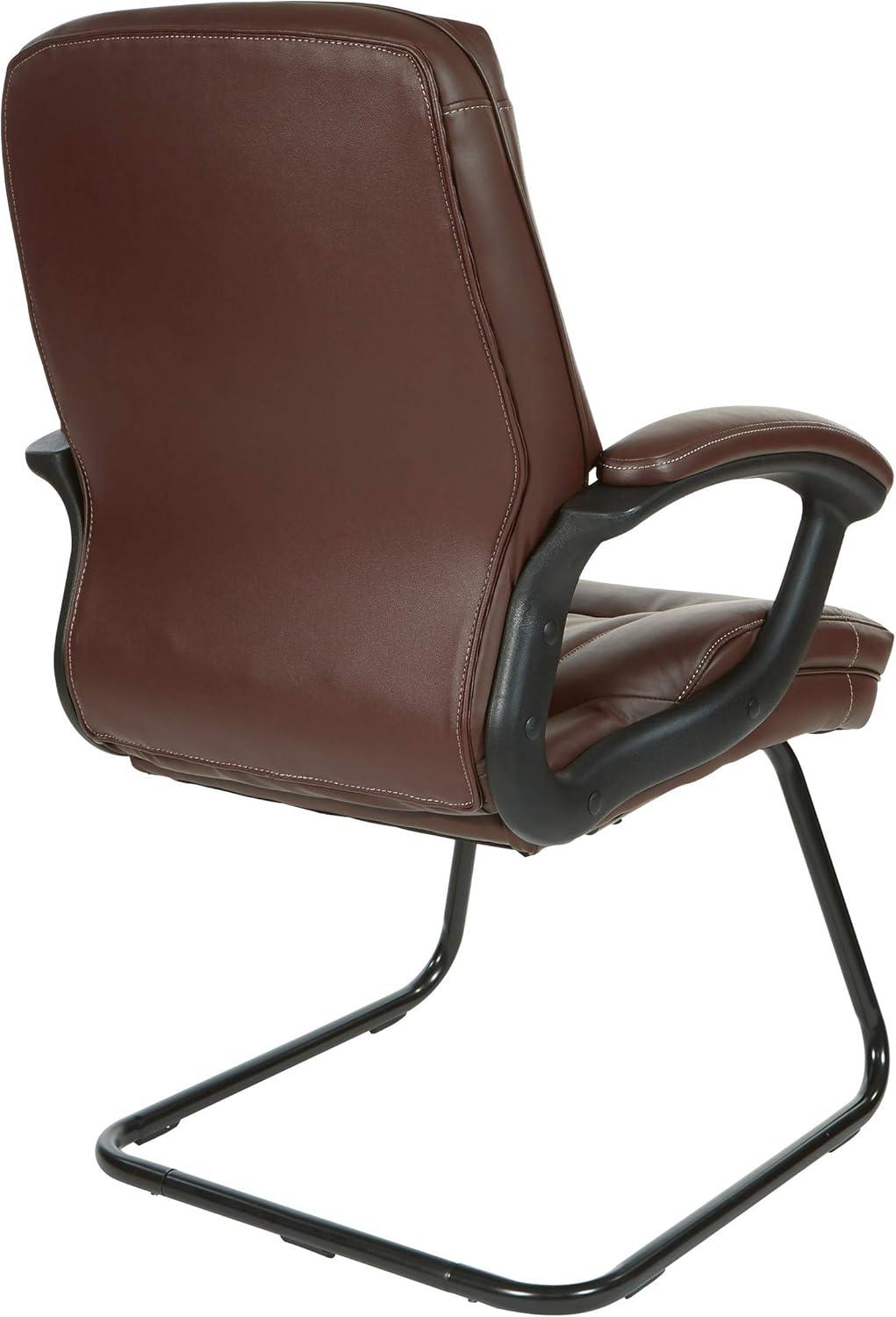 Executive Chocolate Faux Leather Visitor Chair with Contrast Stitching