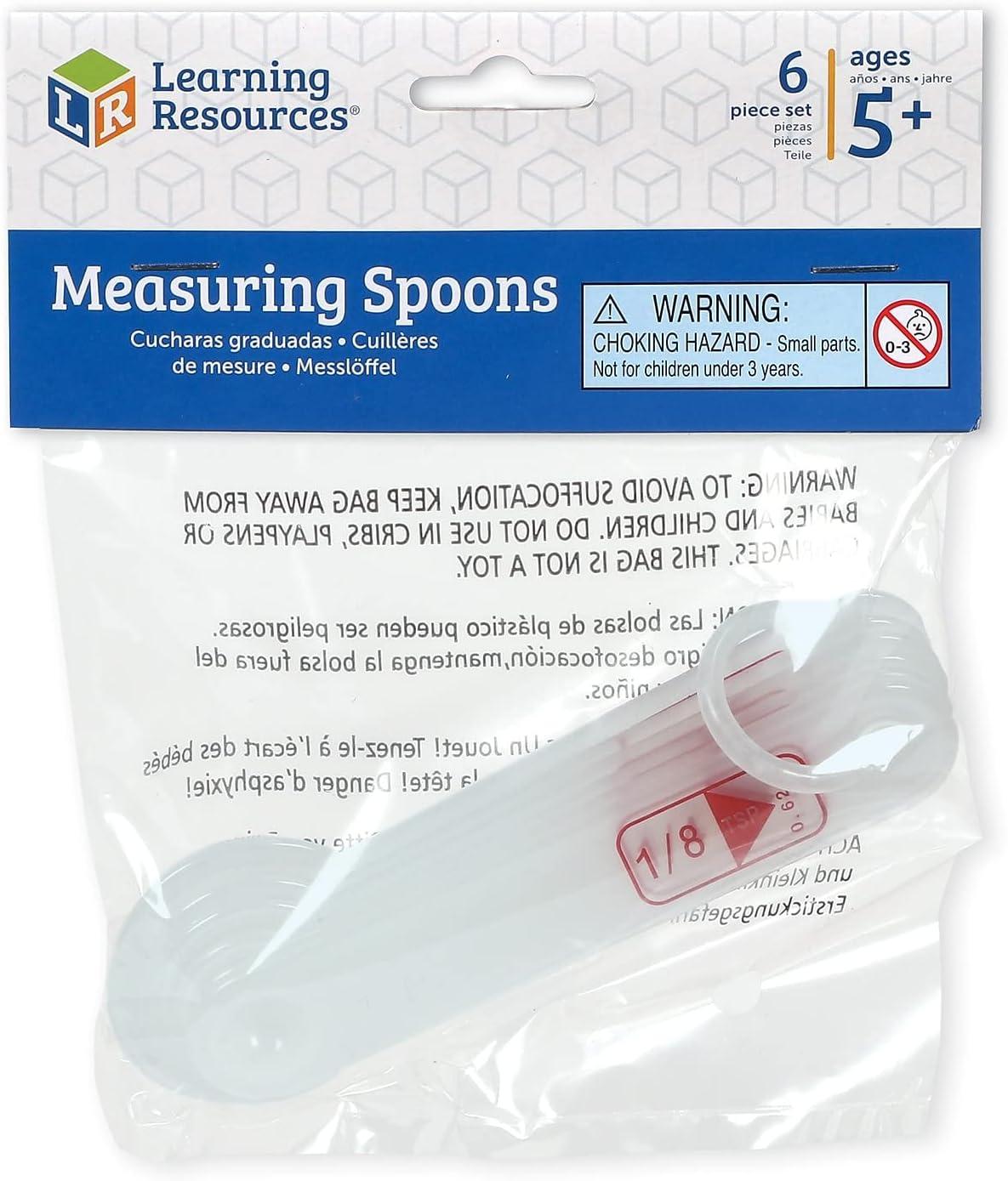 Learning Resources Set of 6 Measuring Spoons: Plastic Teaching Aid for Kindergarten, No Choking Hazard, Ages 5+