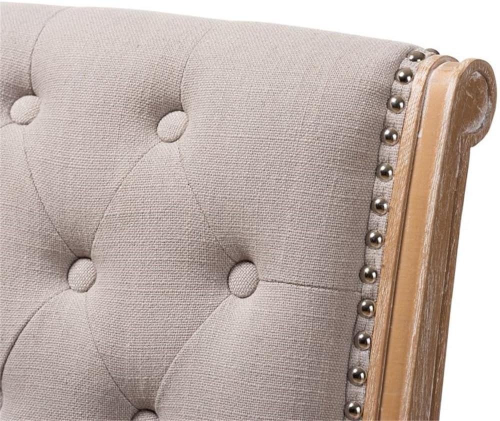 Charmant Wood Dining Chair Light Beige - Baxton Studio: French Provincial, Foam-Padded, Nailhead Trim