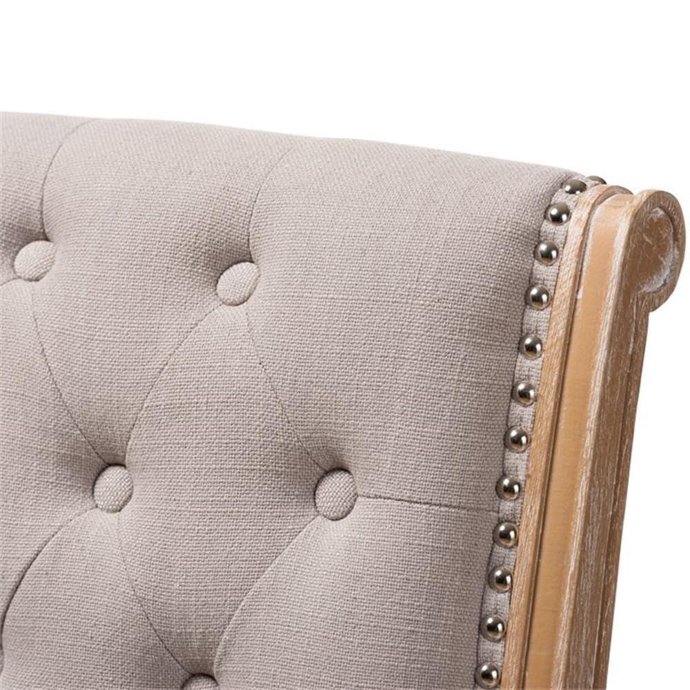 Charmant Wood Dining Chair Light Beige - Baxton Studio: French Provincial, Foam-Padded, Nailhead Trim