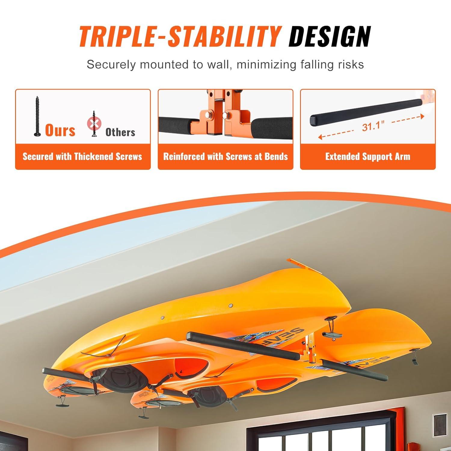 Steel Ceiling Mounted Adjustable Kayak Rack