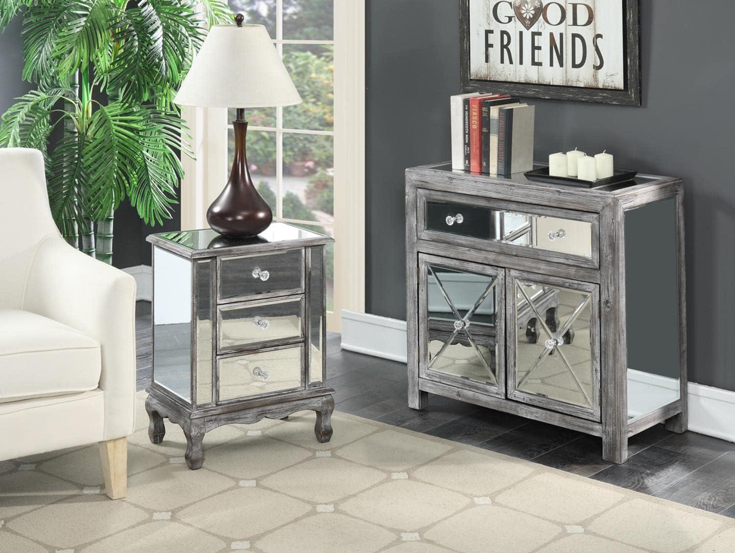 Convenience Concepts Gold Coast Vineyard 3-Drawer Mirrored End Table