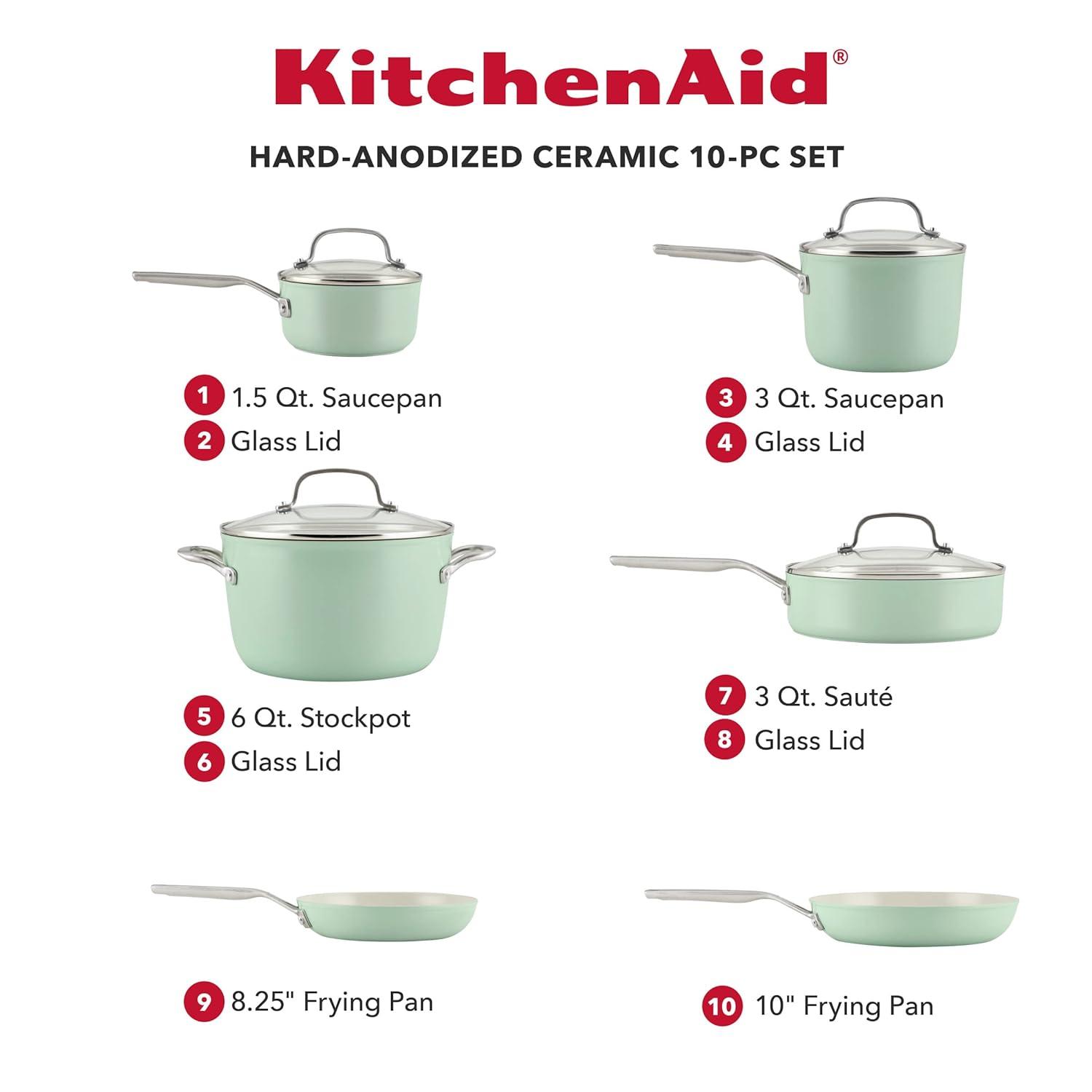 KitchenAid ® Pistachio Hard-Anodized Ceramic Non-Stick 10-Piece Cookware Set