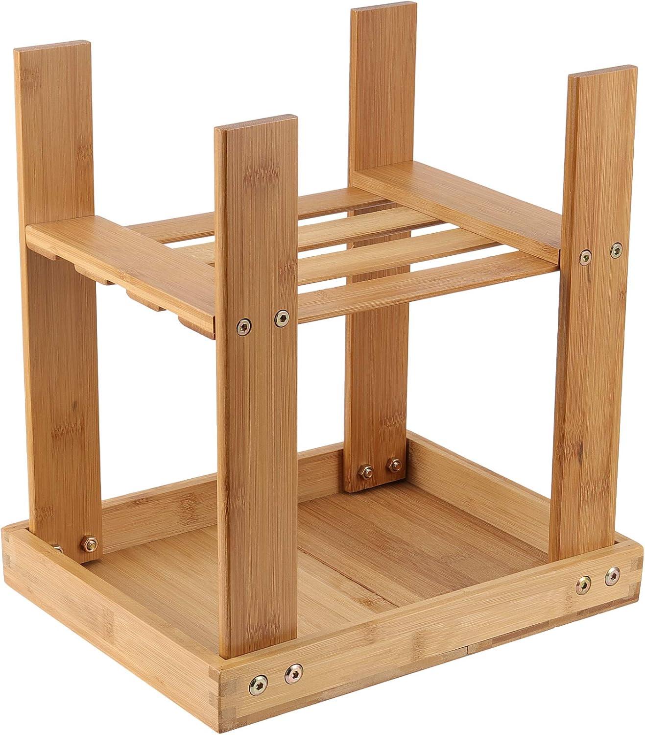 2 Pack Bamboo Step Stool, Bamboo Shower Bench, Bamboo Foot Stool, Bamboo Seat Stool for Home, Garden, Living Room, Kitchen, Bathroom, Bedroom