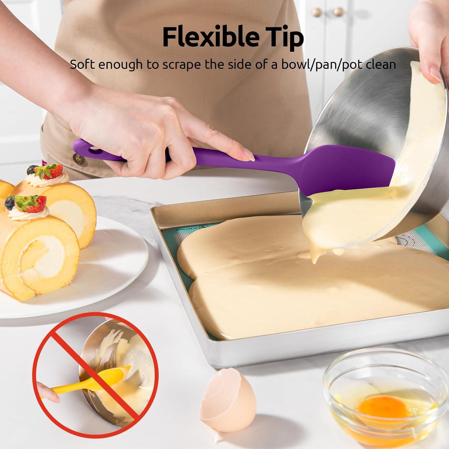 U-Taste 600ºF Heat-Resistant Silicone Spoon Spatula Set Flexible Scraper for Baking Cooking Mixing