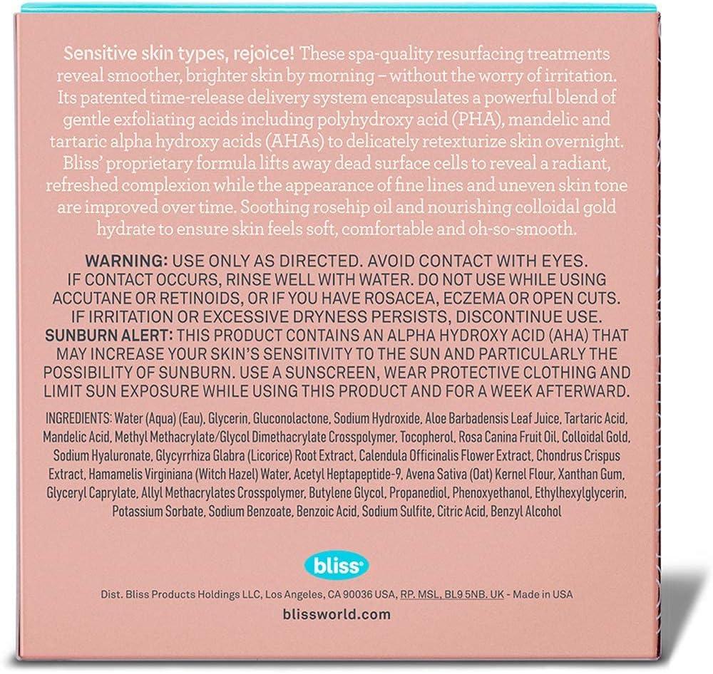 bliss Rose Gold Rescue Sensitive Skin Gentle Resurfacing Peel - 15ct