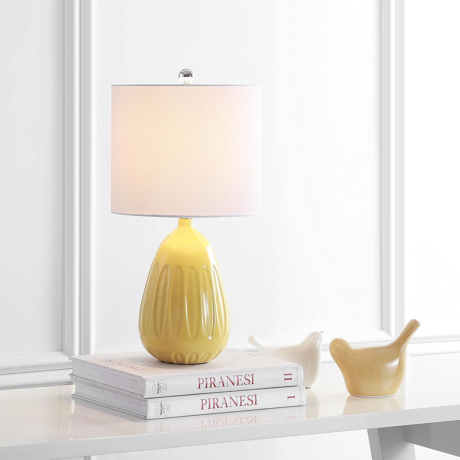 Navy Geometric Pattern 20" Table Lamp with Off-White Shade