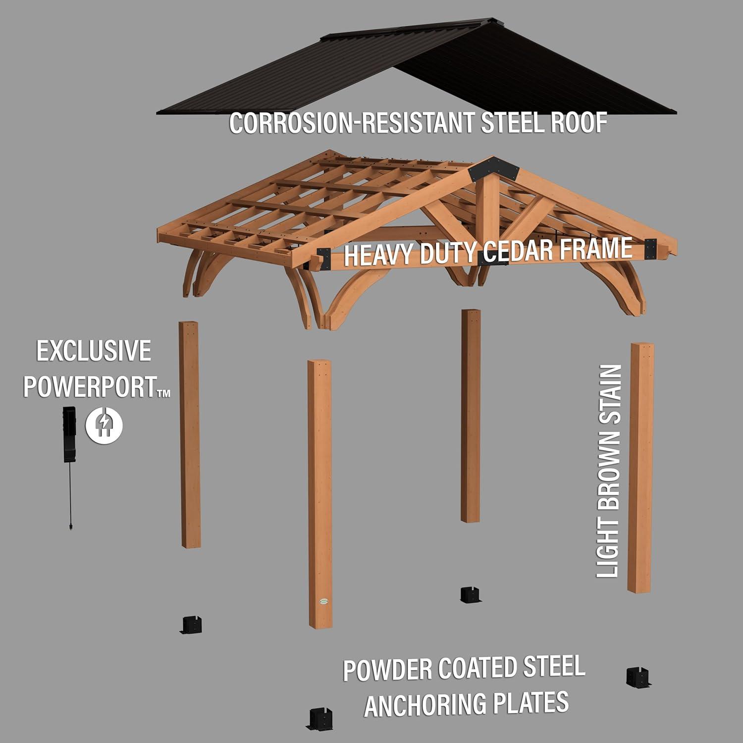 Arlington 12x12 Cedar Gazebo with Insulated Steel Roof