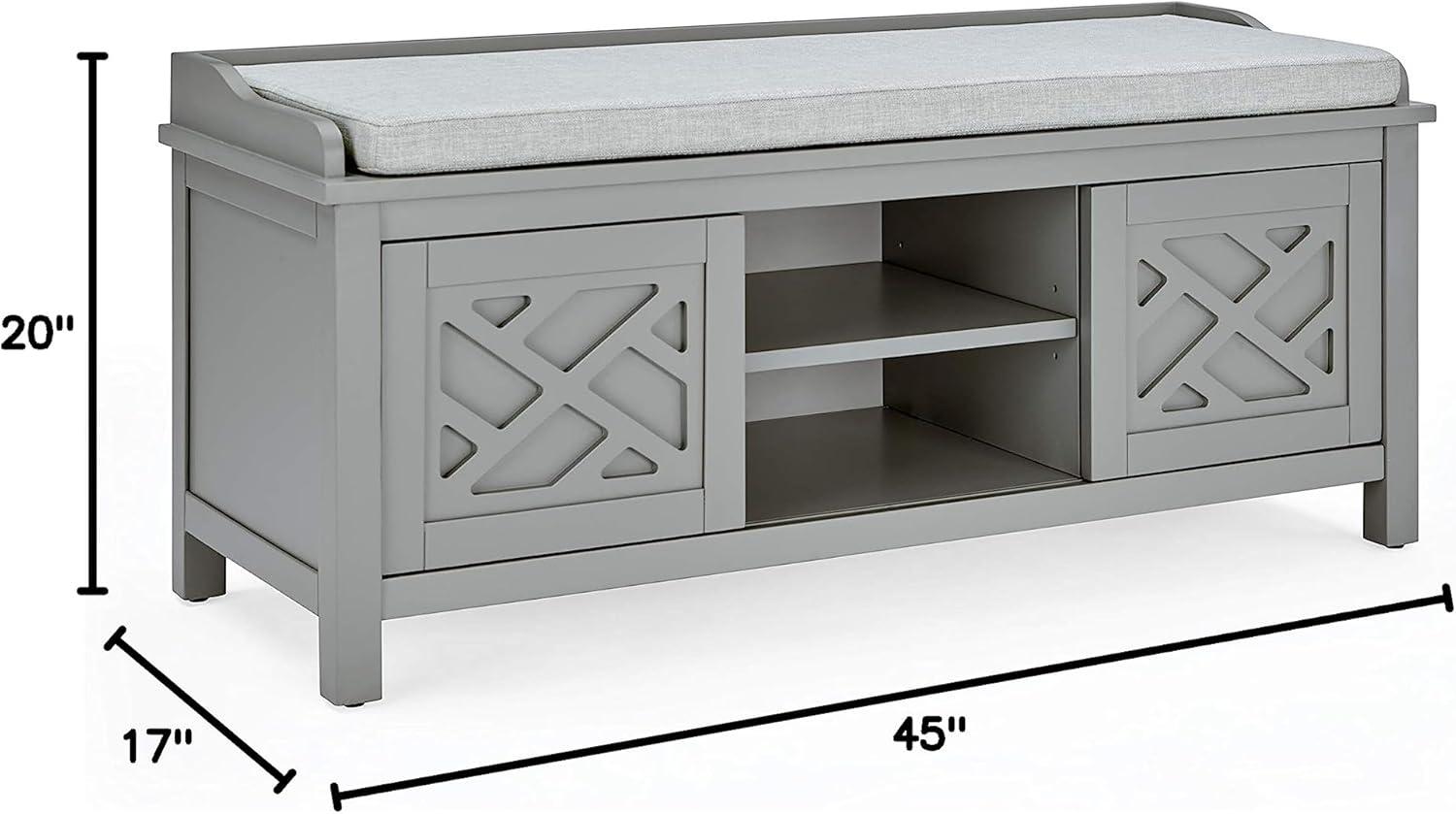 Alaterre Coventry 45"W Wood Storage Bench with Cushion, Gray