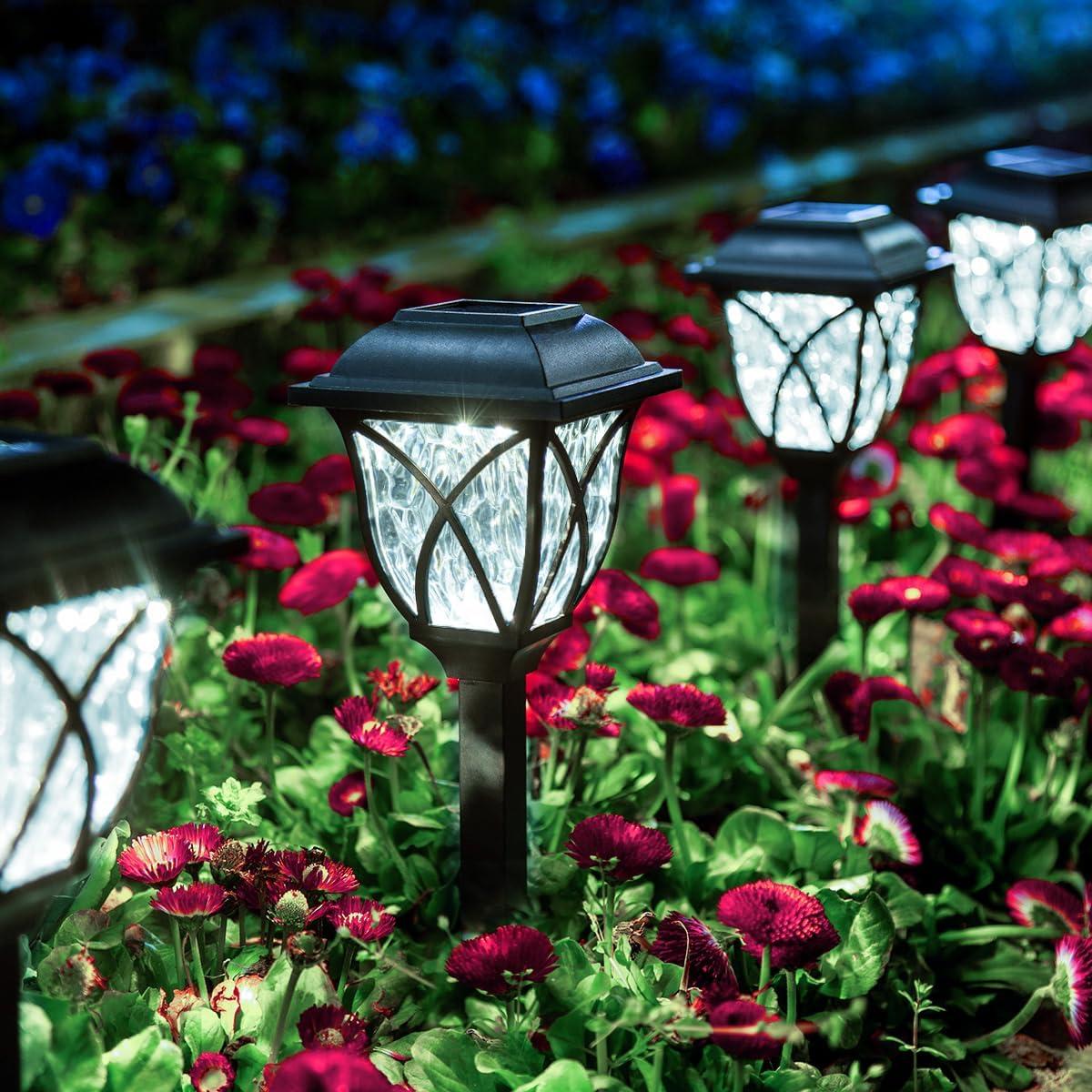 Classic Black Solar LED Pathway Lights, 6-Pack