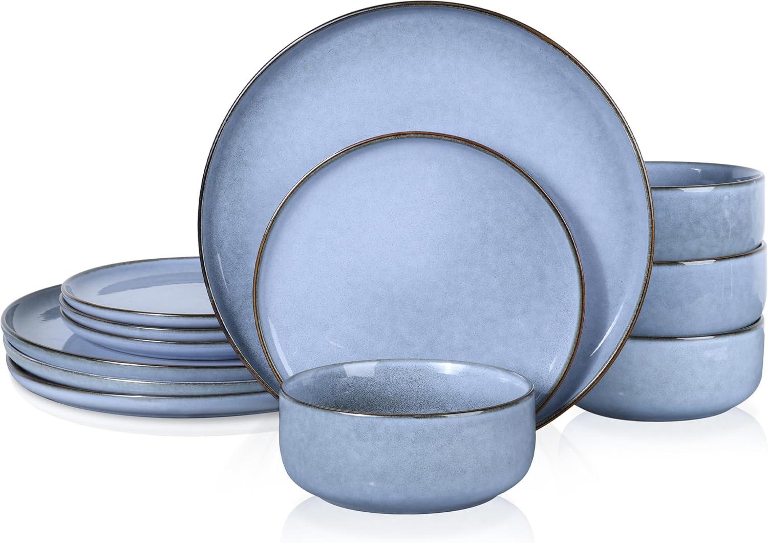 Latris Ocean Blue Ceramic 12-Piece Dinnerware Set