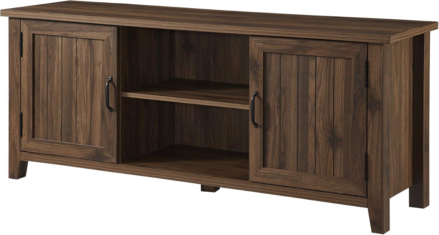 Dark Walnut 58" TV Stand with Cabinet and Storage